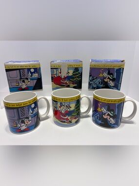 1980'S Applause MICKEY & PALS Christmas Mugs Lot Of 3 W/Original Boxes